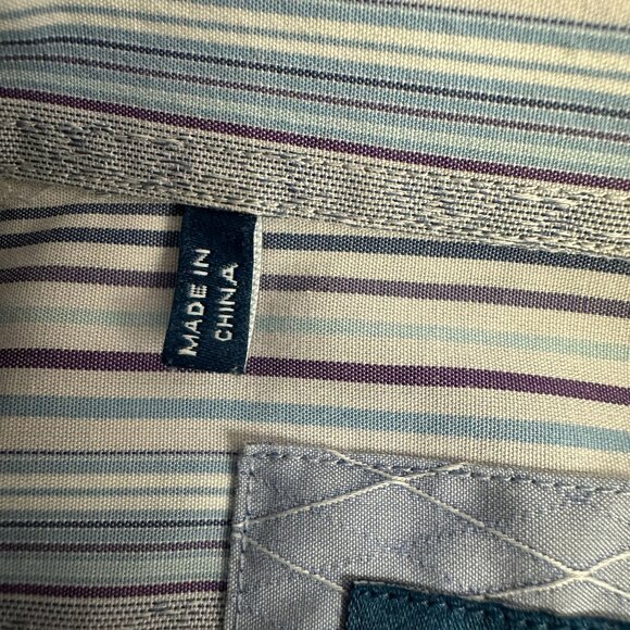 Zagiri Mens Button Up Striped Long Sleeve Dress Shirt Blue Purple Size Large - Picture 3 of 9